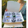 Набор мужских носков с украинской символикой ЗСУ на 9 пар 40-45 весна-осень в подарочной коробке белые