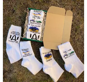 Носки патріотичні з українською символікою подарунковий набір літніх шкарпеток 36-40 р, 4 шт білі